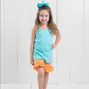 Ruffle Girl Aqua Tank & Orange Ruffle Short Set